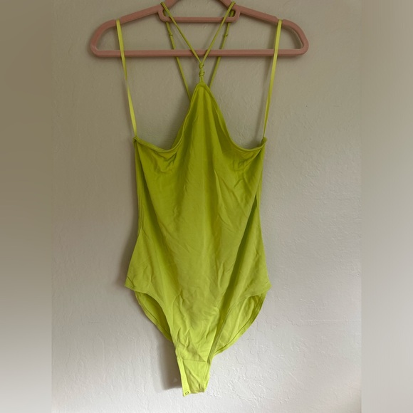 Frame Knotted Jersey bodysuit, lime green, size medium - Picture 4 of 10